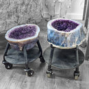 Amethyst - Polished Geode Pair - On Rolling Stands - Statement Specimen