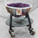Amethyst - Polished Geode Pair - On Rolling Stands - Statement Specimen