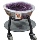 Amethyst - Polished Geode Pair - On Rolling Stands - Statement Specimen