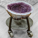 Amethyst - Polished Geode Pair - On Rolling Stands - Statement Specimen