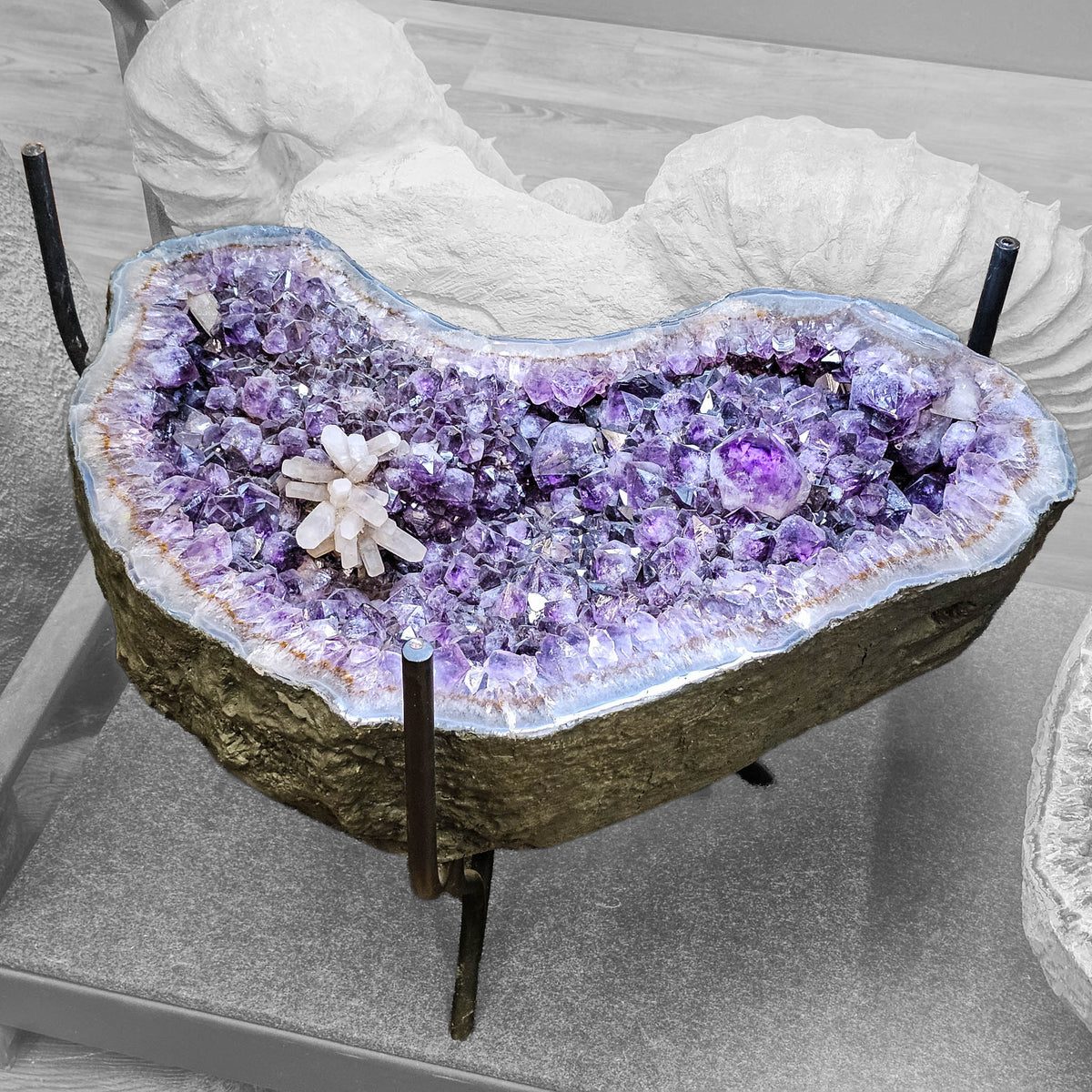 Amethyst with Calcite Burst - Coffee Table - Statement Specimen