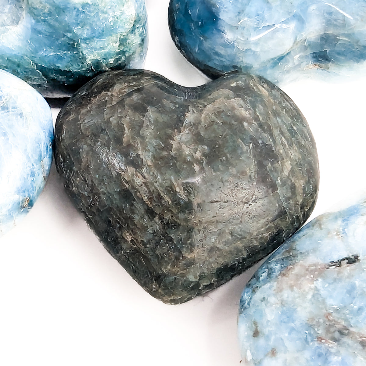Blue Apatite heart from Madagascar.