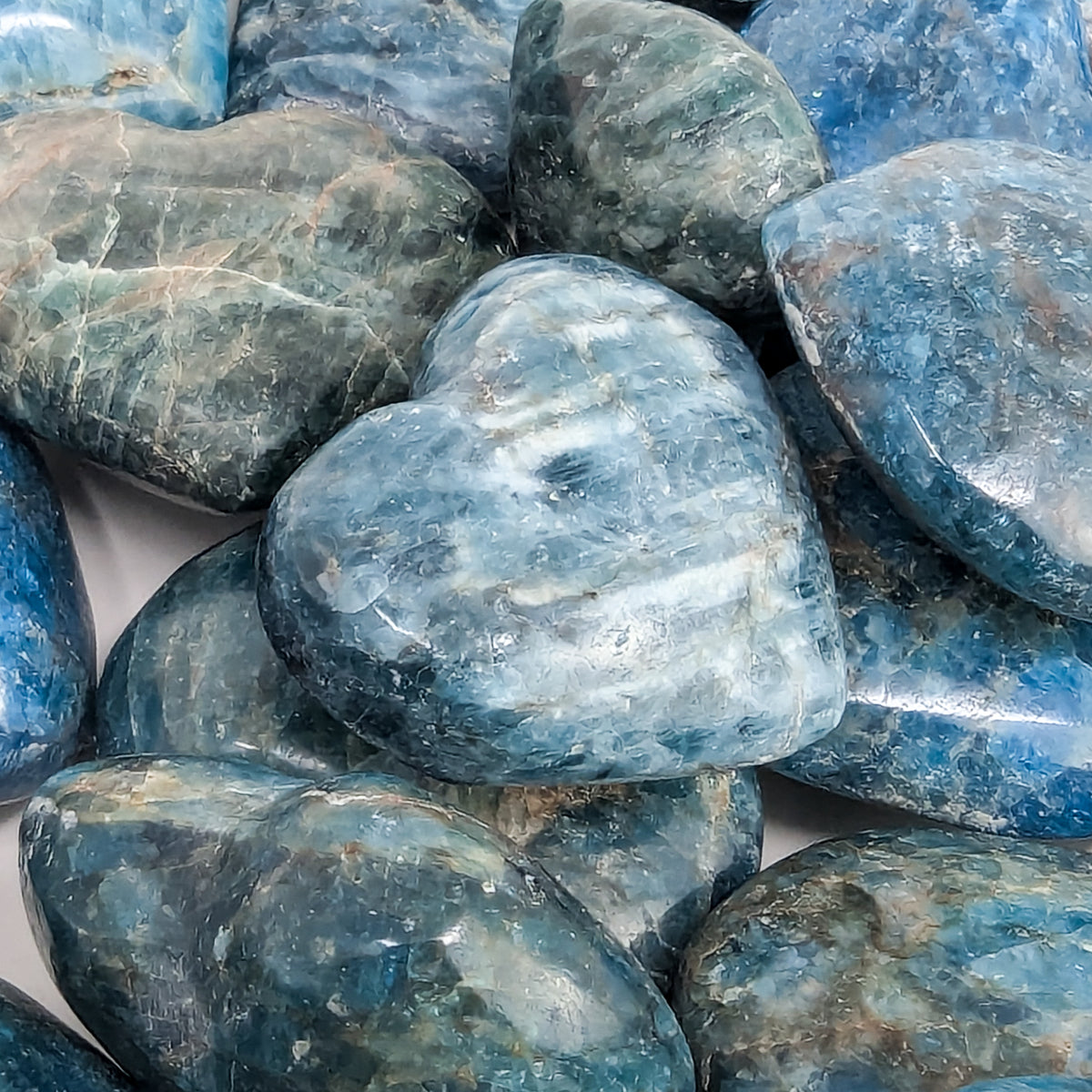 Blue Apatite heart from Madagascar.