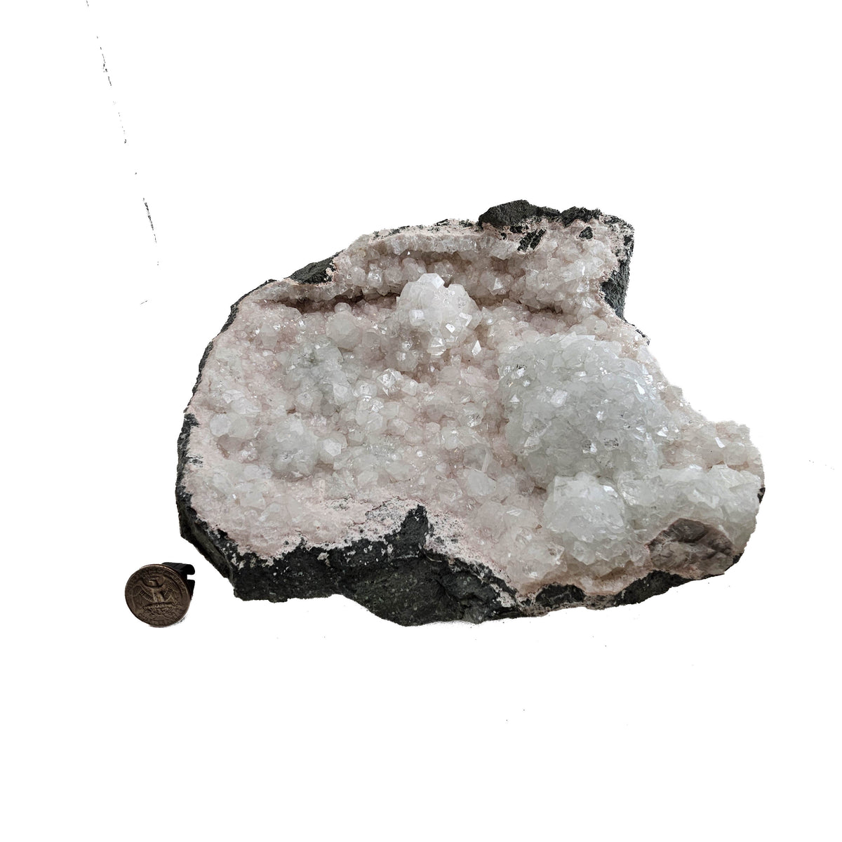 Apophyllite and Stilbite geode specimen from Deccan Traps, Maharashtra, India.