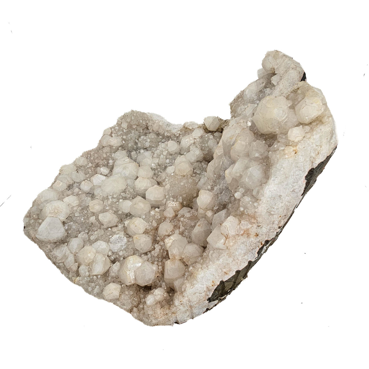 Apophyllite on quartz specimen from Maharashtra, India – angled view of the crystal-lined bowl
