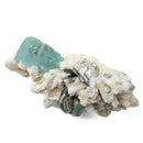 Aquamarine (Beryl) with Muscovite on Feldspar - Specimen