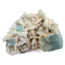 Aquamarine (Beryl) with Muscovite on Feldspar - Specimen