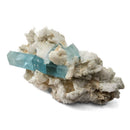 Aquamarine (Beryl) with Muscovite on Feldspar - Specimen