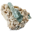 Aquamarine (Beryl) with Muscovite on Feldspar - Specimen