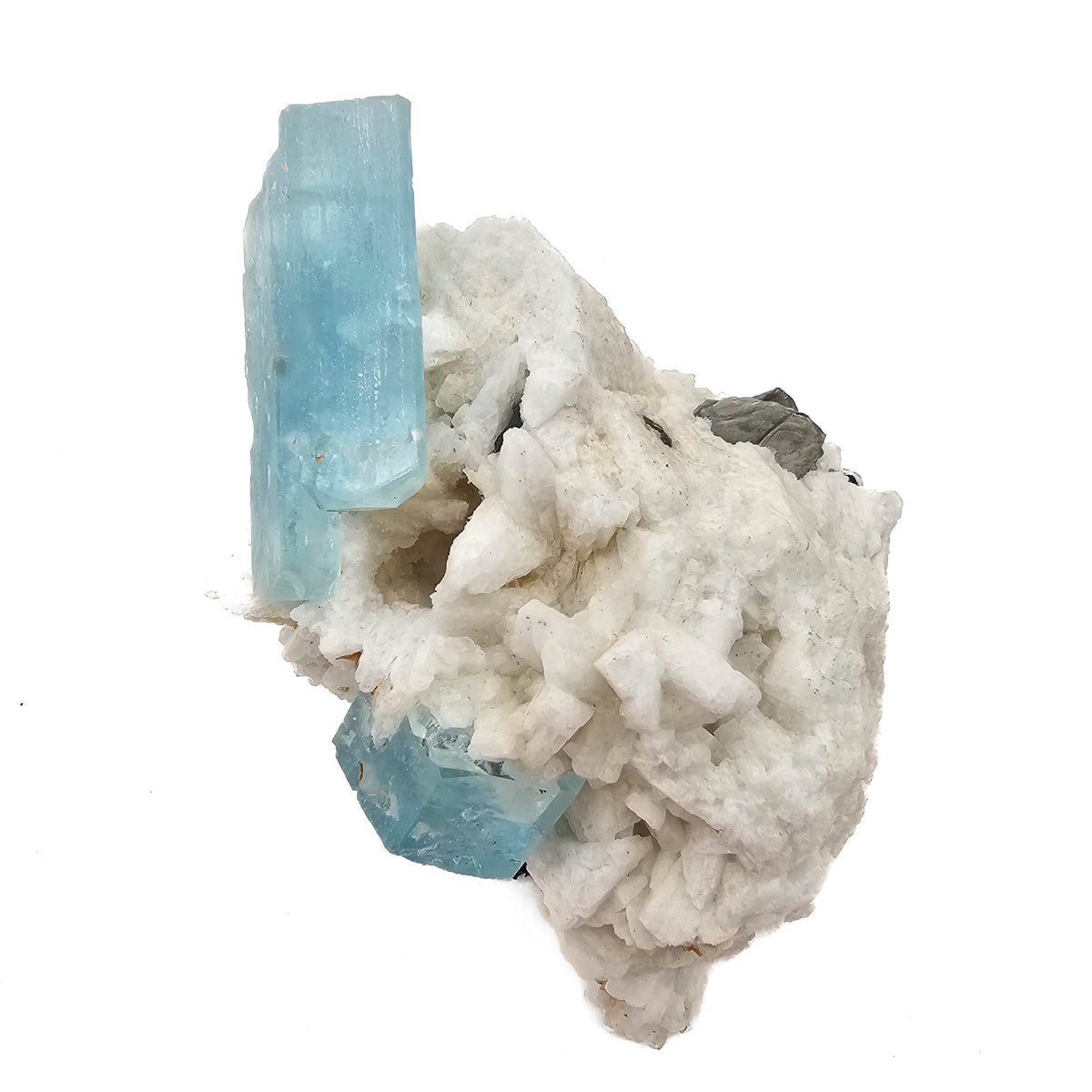 Aquamarine (Beryl) with Feldspar, Schorl (Tourmaline), and Muscovite- Specimen