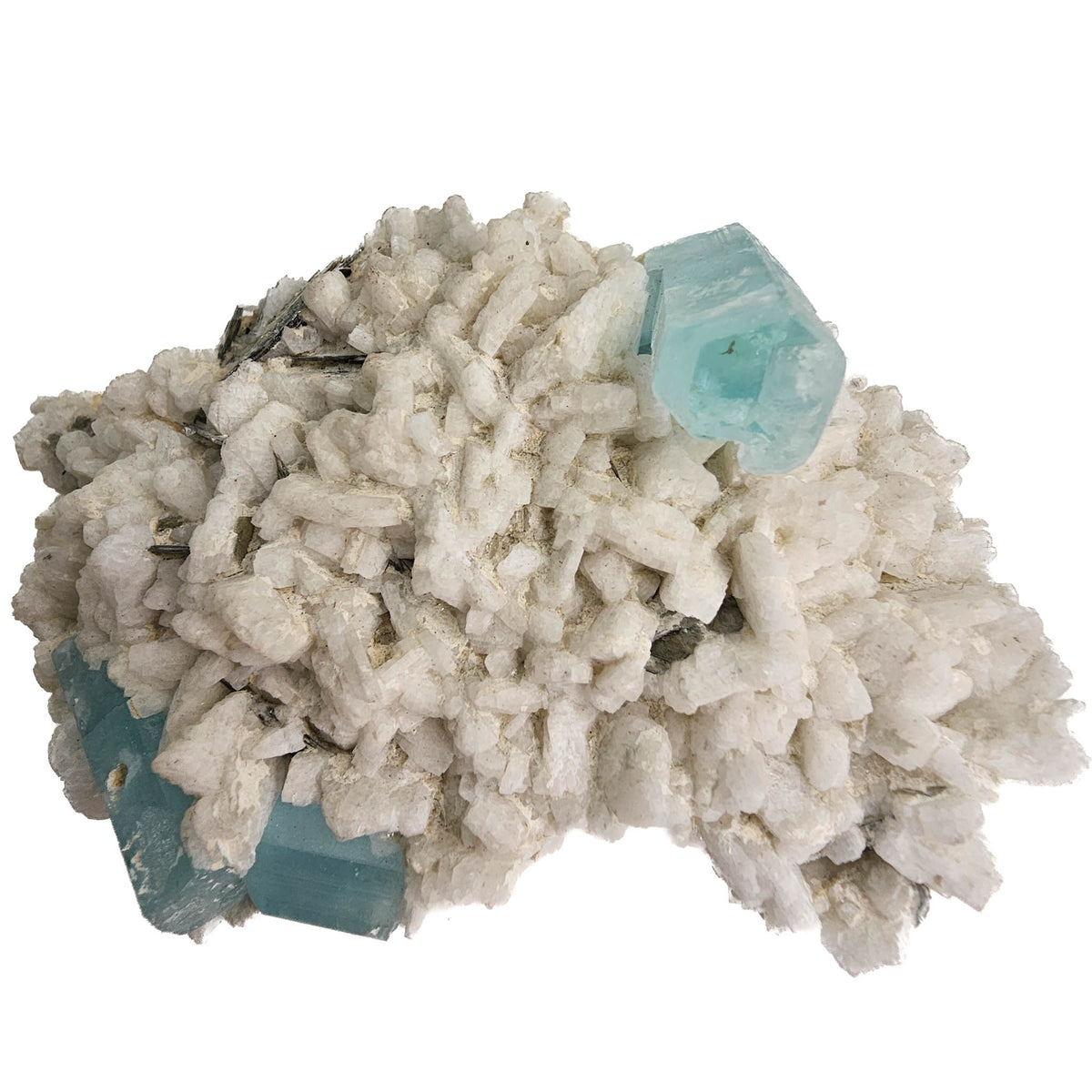Aquamarine (Beryl) with Feldspar and Muscovite specimen from Shigar Valley, Skardu District, Gilgit-Baltistan, Pakistan.
