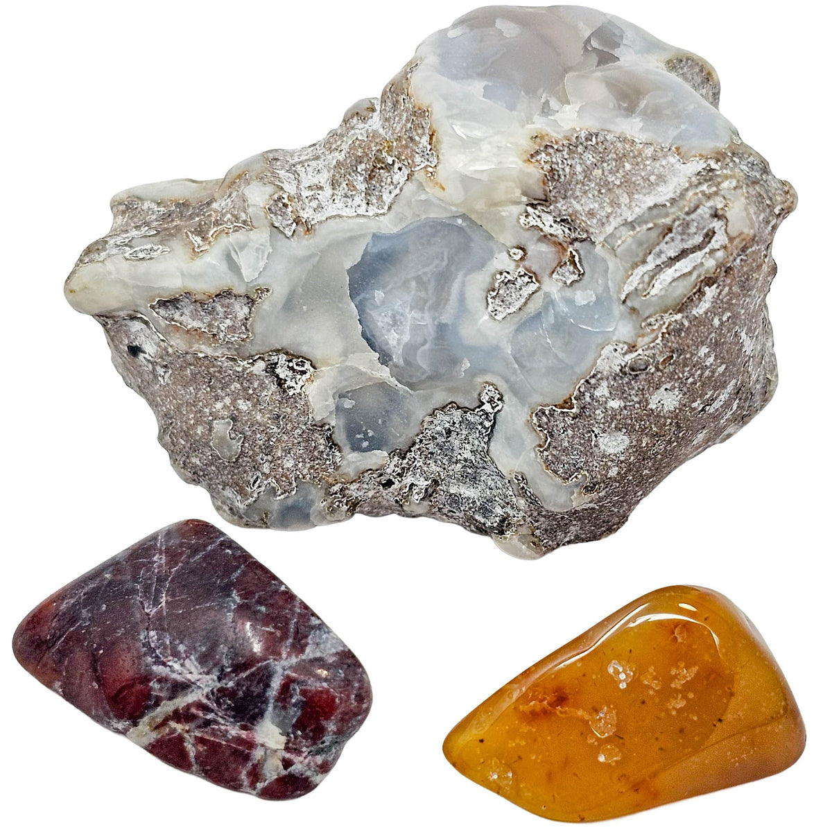 Assorted tumbled stones – three large pieces, front view