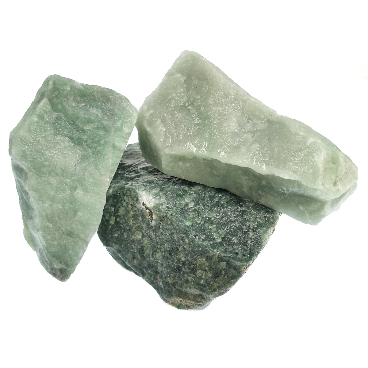 Aventurine rough from Bahia, Brazil, green quartz with mica inclusions that create aventurescence