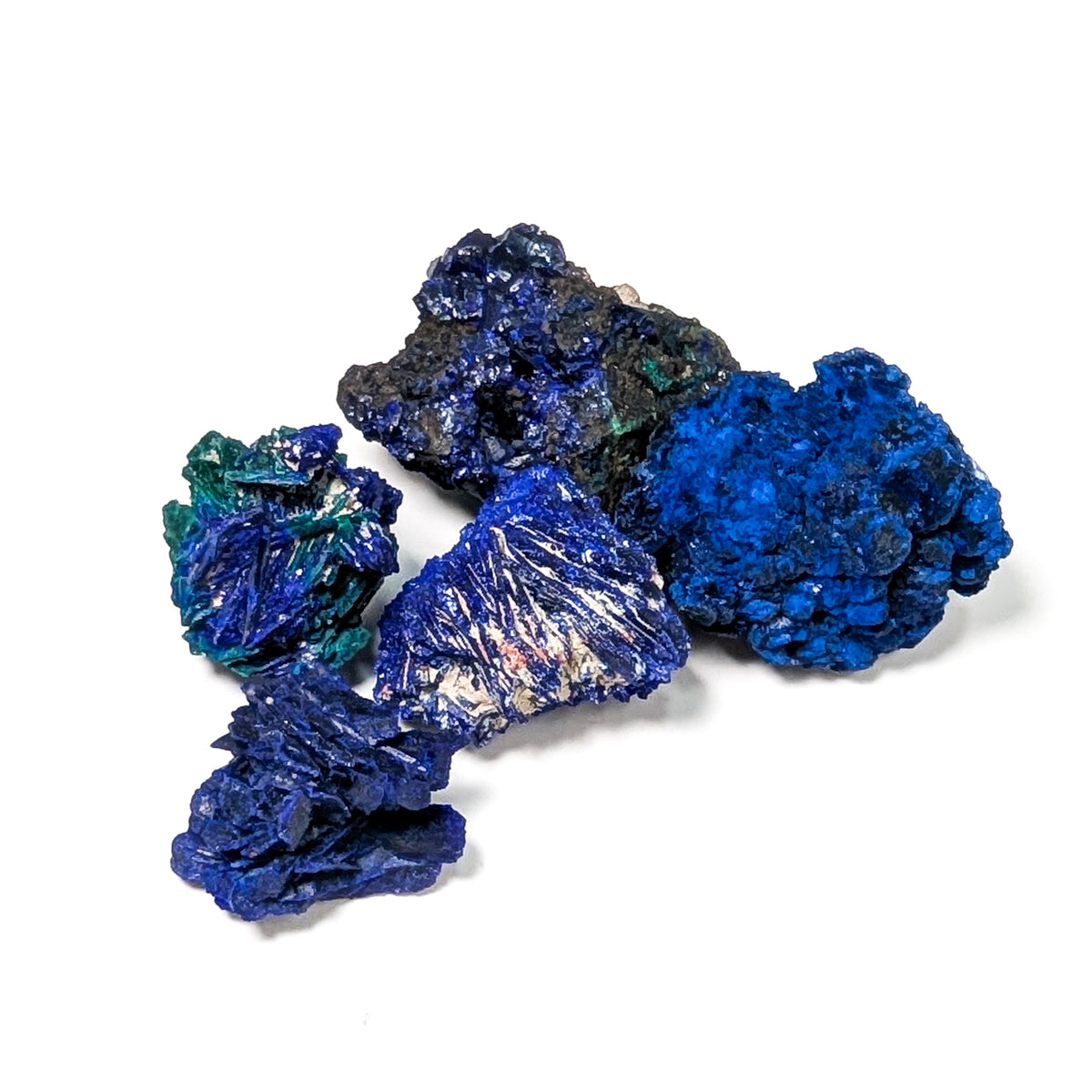 Azurite crystalline specimen, a copper carbonate, from Morocco.