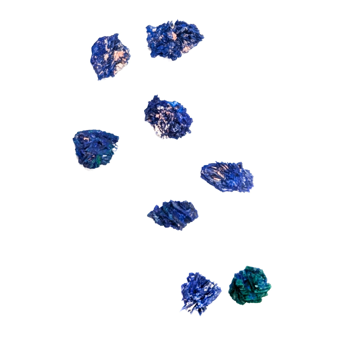 Azurite crystalline specimen, a copper carbonate, from Morocco.