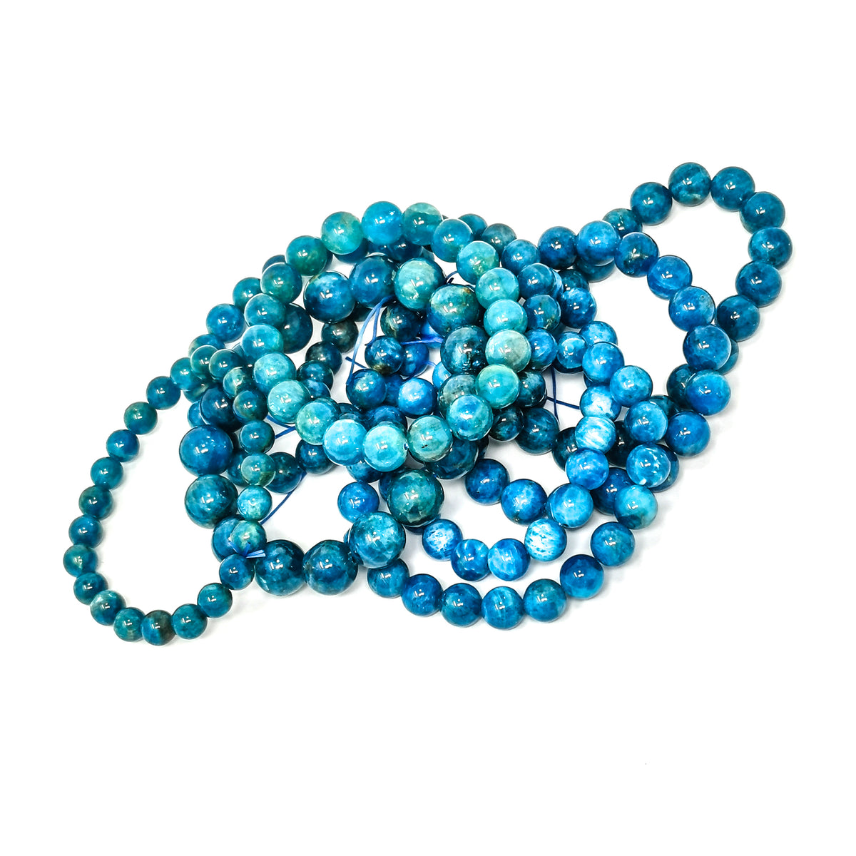 Blue apatite round bead bracelet – bracelets in a heap