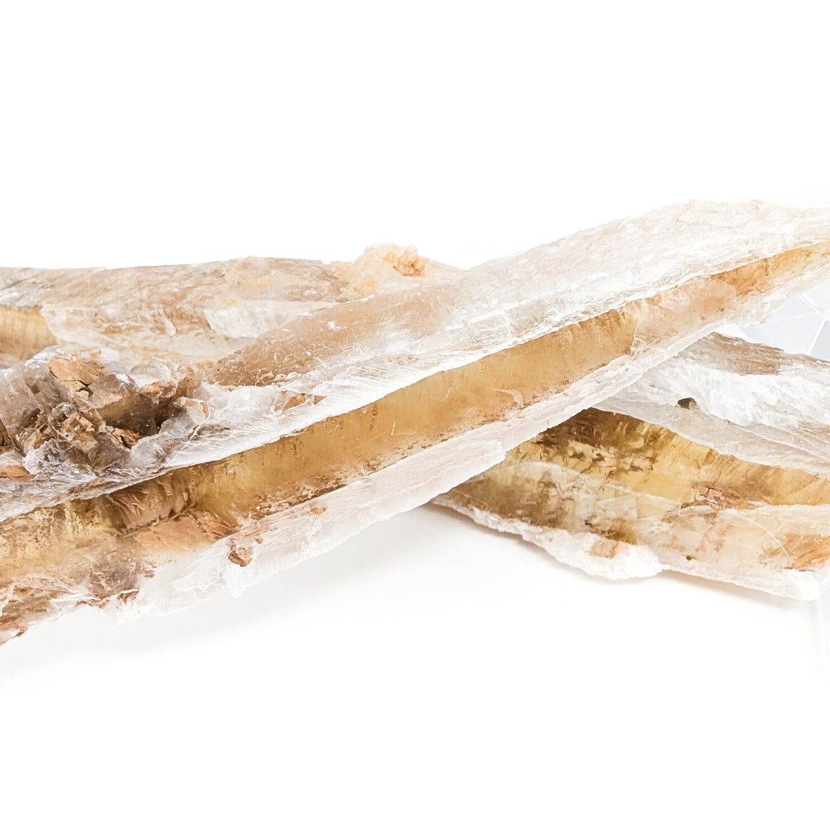 Bi-colour Selenite specimen, a variety of gypsum, from Montalbán, Spain.