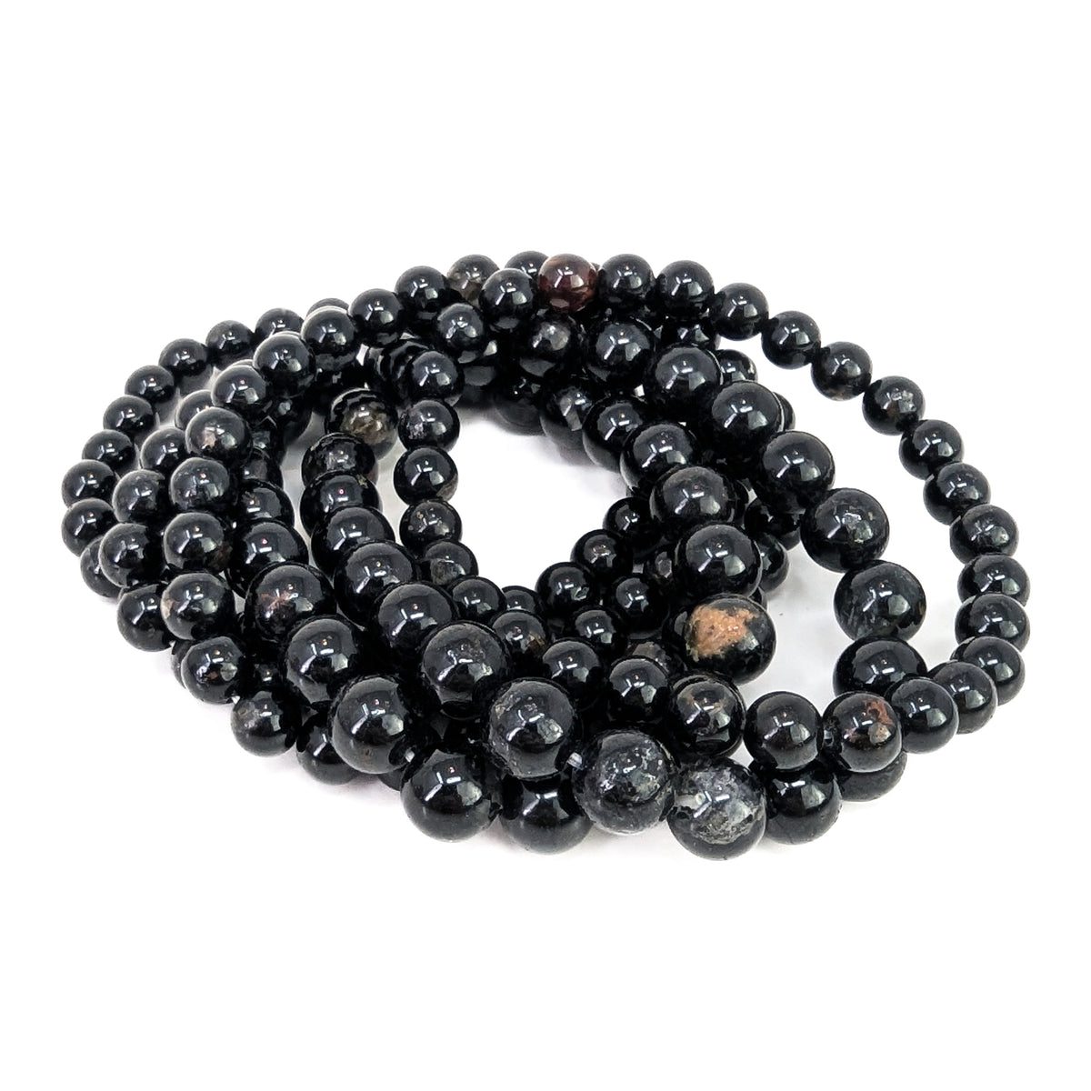 Black tourmaline bead bracelet: stack of bracelets