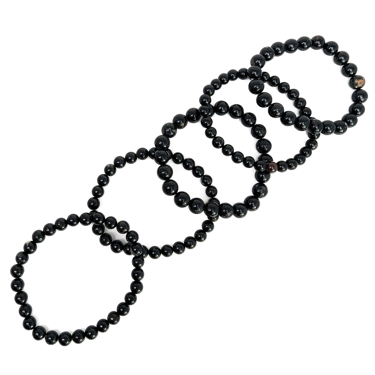 Black Tourmaline bead bracelet with Schorl.