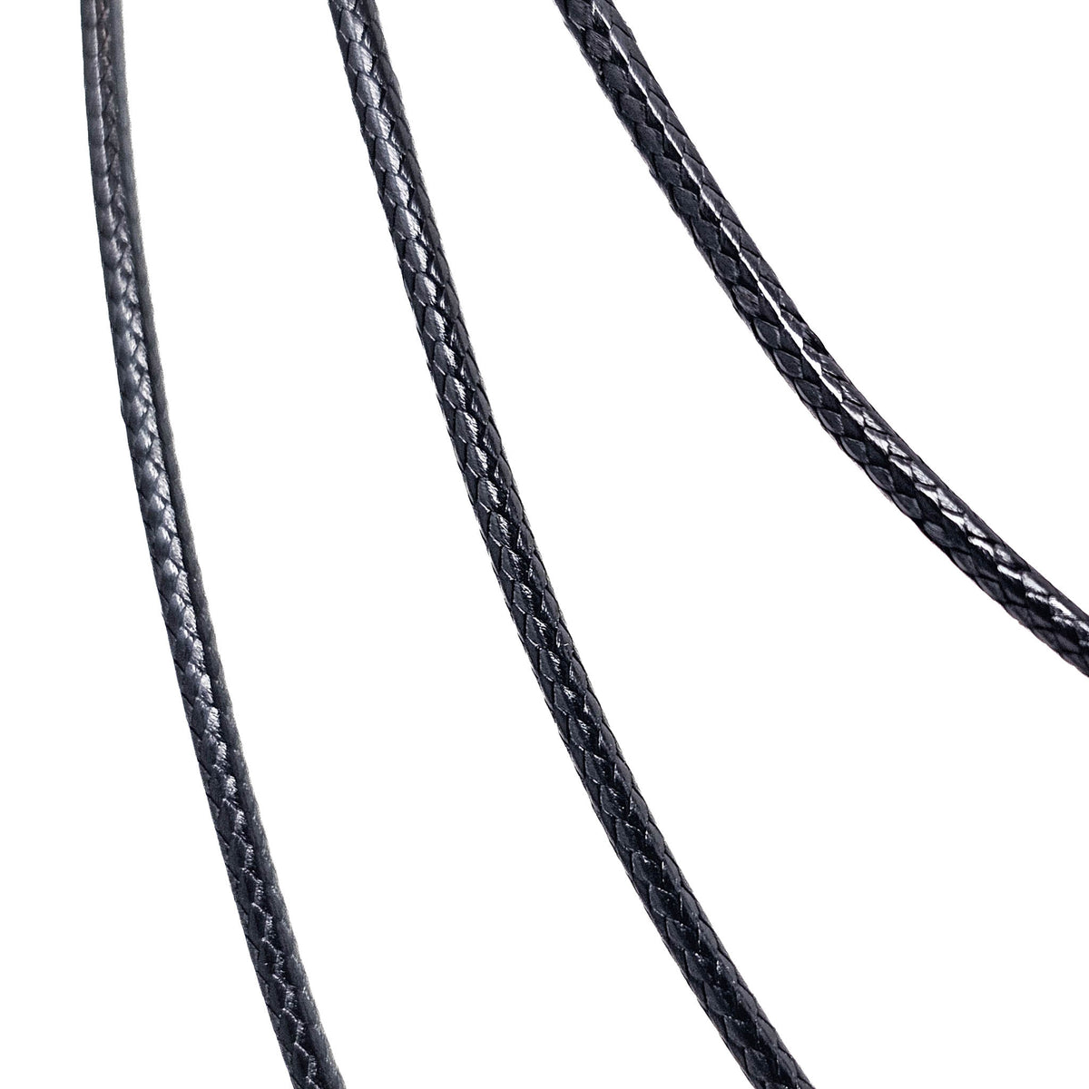 Black cord necklace – cords, close view