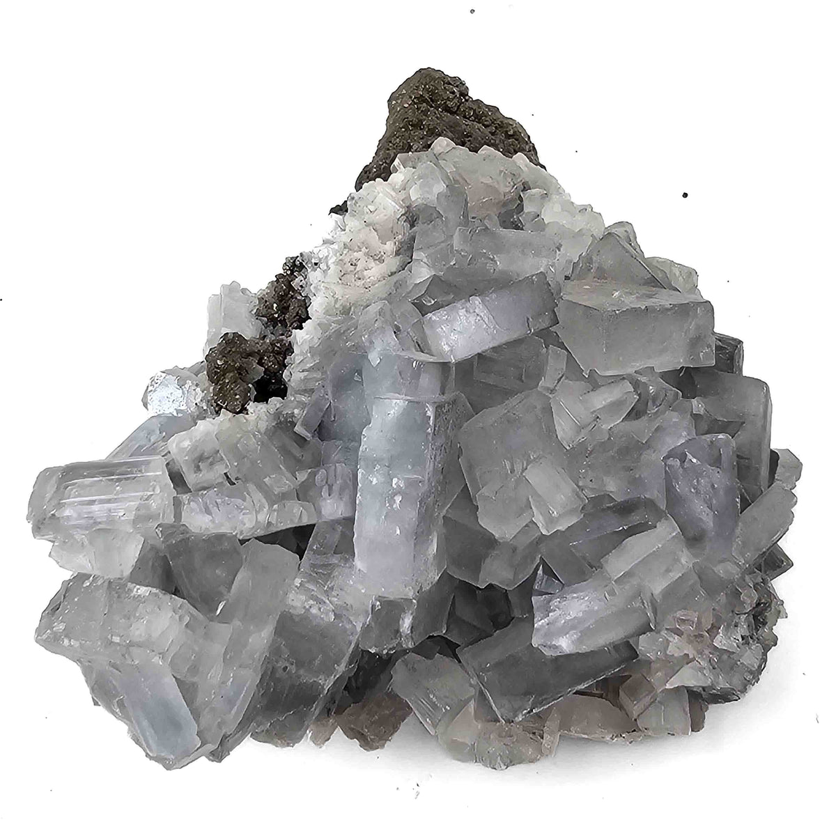 Blue Barite on Pyrite specimen from Cavnic Mine, Maramureș County, Romania.