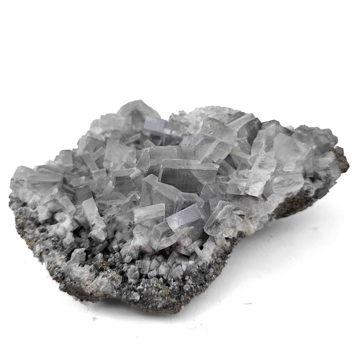 Blue Barite on Pyrite specimen from Cavnic Mine, Maramureș County, Romania.