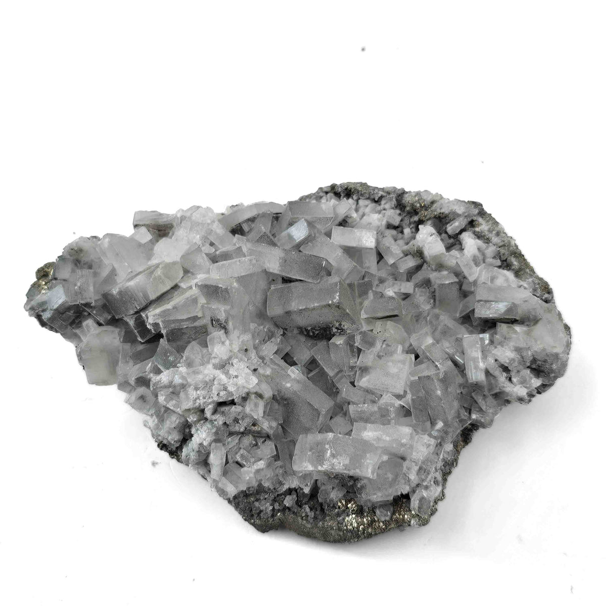 Blue Barite on Pyrite specimen from Cavnic Mine, Maramureș County, Romania.