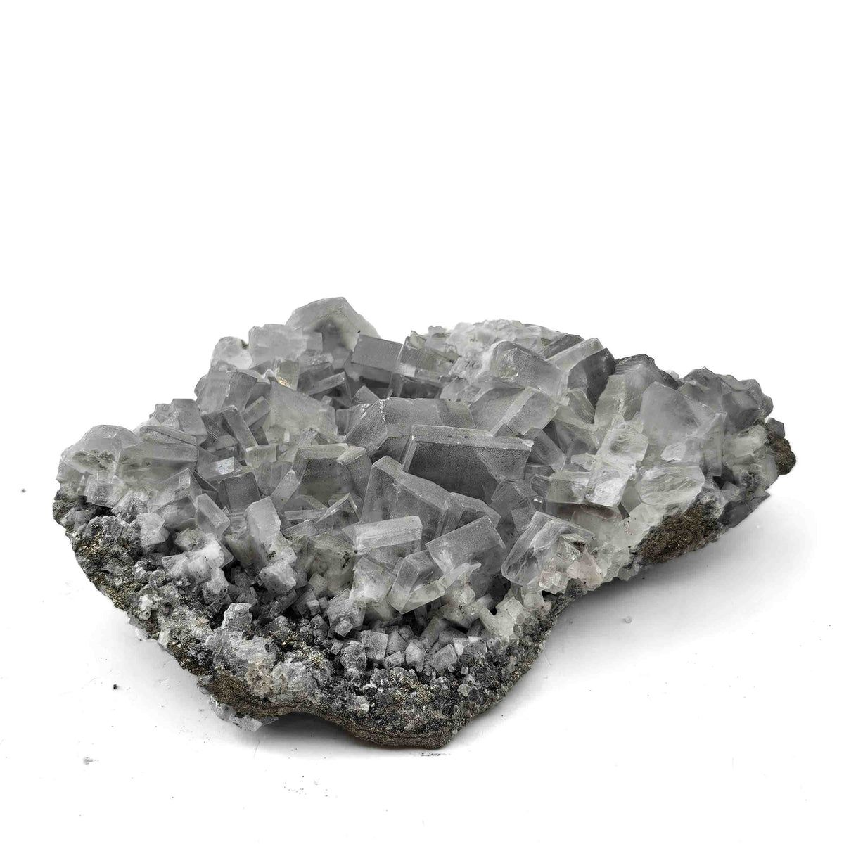 Blue Barite on Pyrite specimen from Cavnic Mine, Maramureș County, Romania.