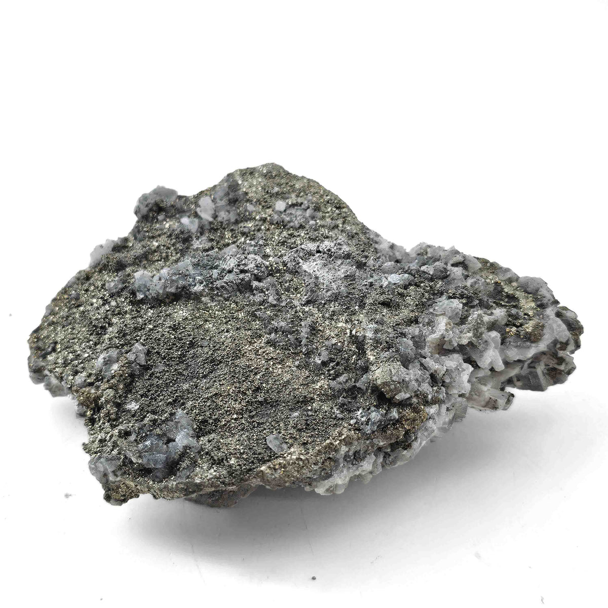 Blue Barite on Pyrite specimen from Cavnic Mine, Maramureș County, Romania.