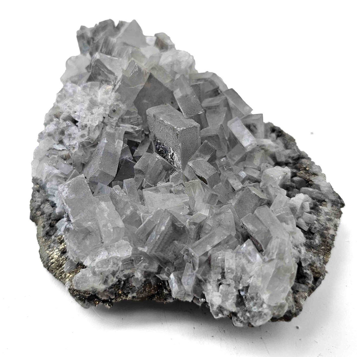 Blue Barite on Pyrite specimen from Cavnic Mine, Maramureș County, Romania.