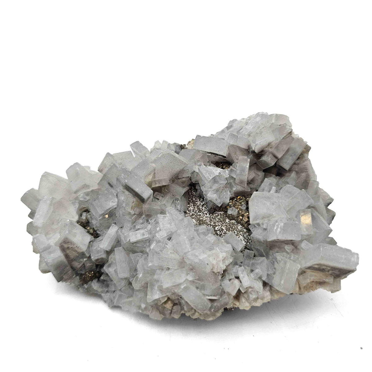 Blue Barite on Pyrite specimen from Cavnic Mine, Maramureș County, Romania.