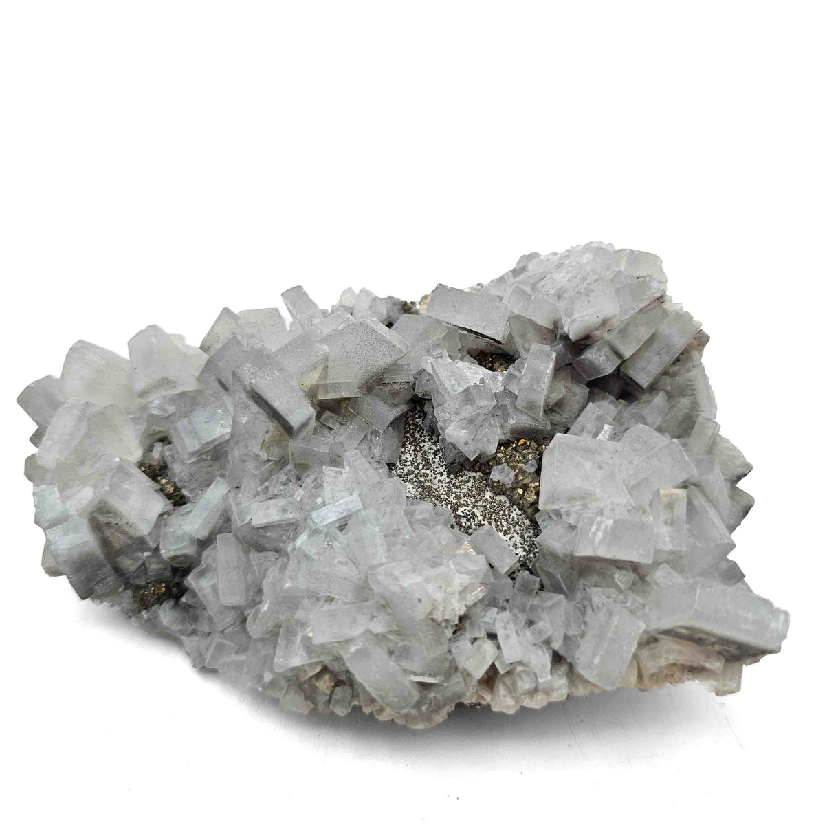 Blue Barite on Pyrite specimen from Cavnic Mine, Maramureș County, Romania.