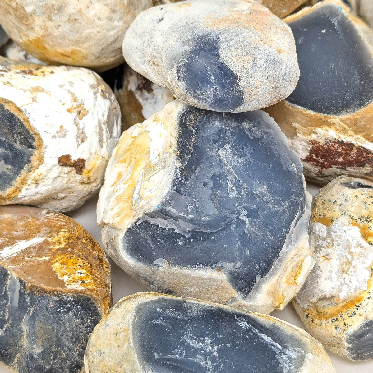 Blue Chalcedony Nodules rough, a variety of chalcedony, from Turkey.