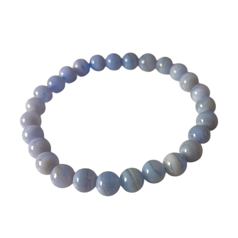 Blue Lace Agate - Round Bead Bracelet