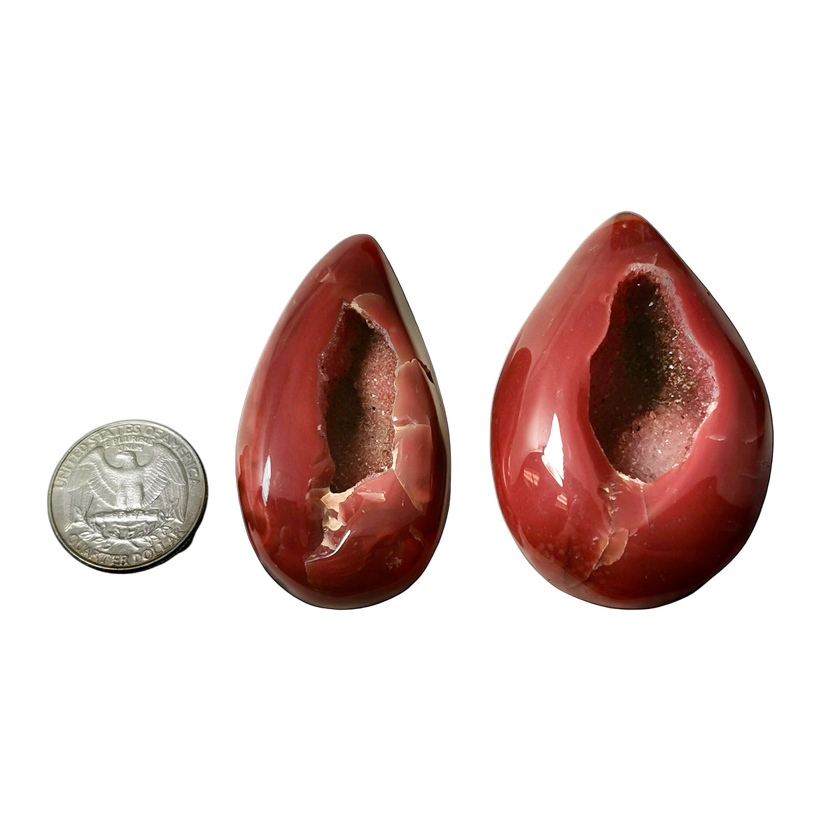 Carnelian Druzy egg, a variety of chalcedony.