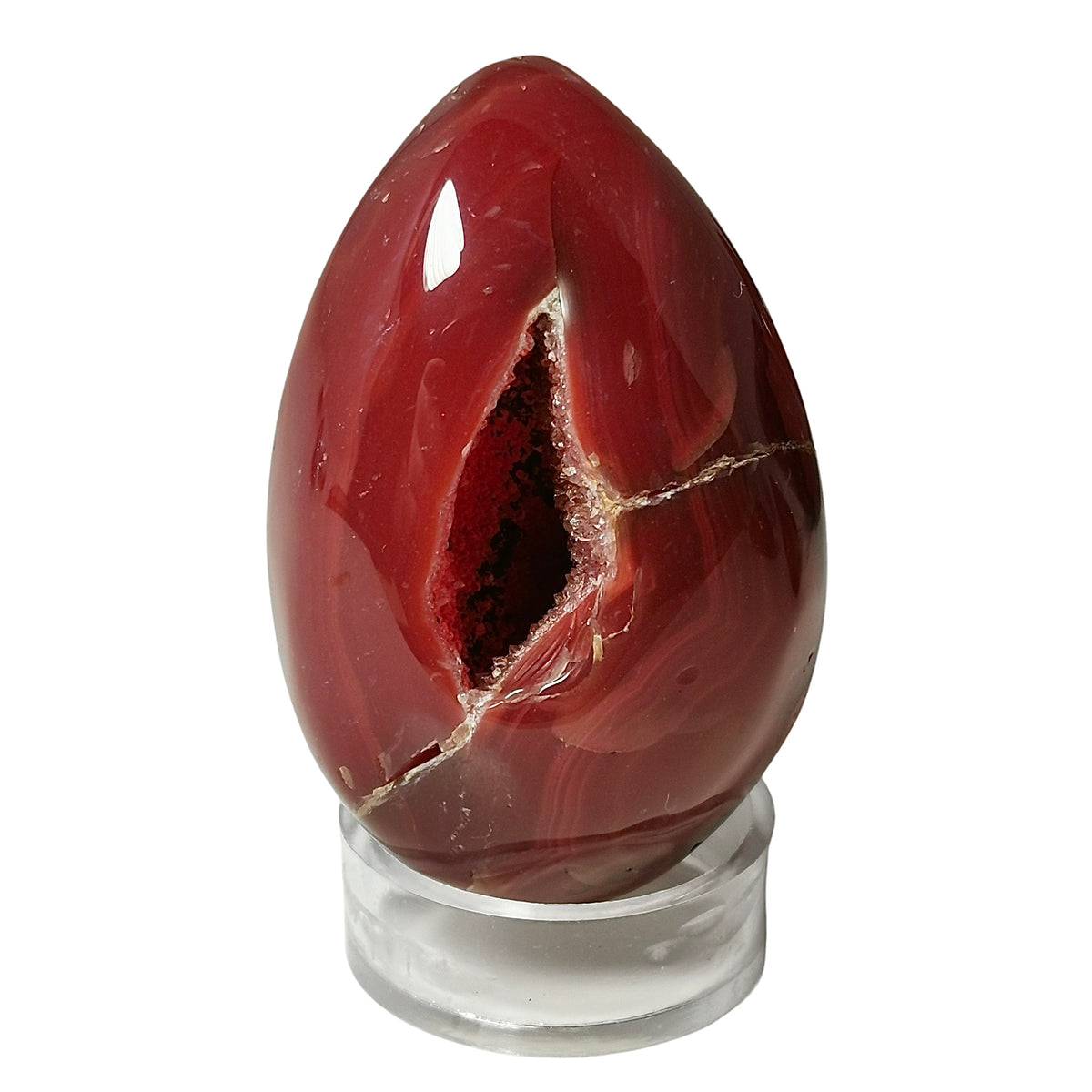 Carnelian Druzy egg, a variety of chalcedony.