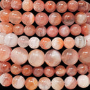 Carnelian Parallax Agate - Round Bead Bracelet