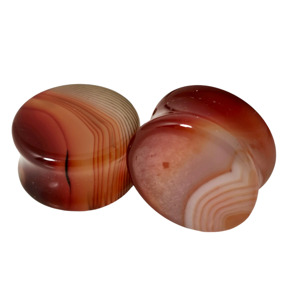 Carnelian plug earring – pair, side view