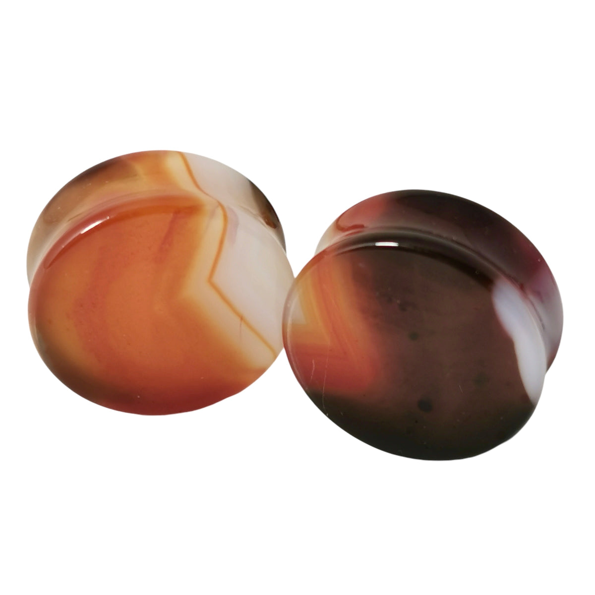 Carnelian plug earring – pair, angled