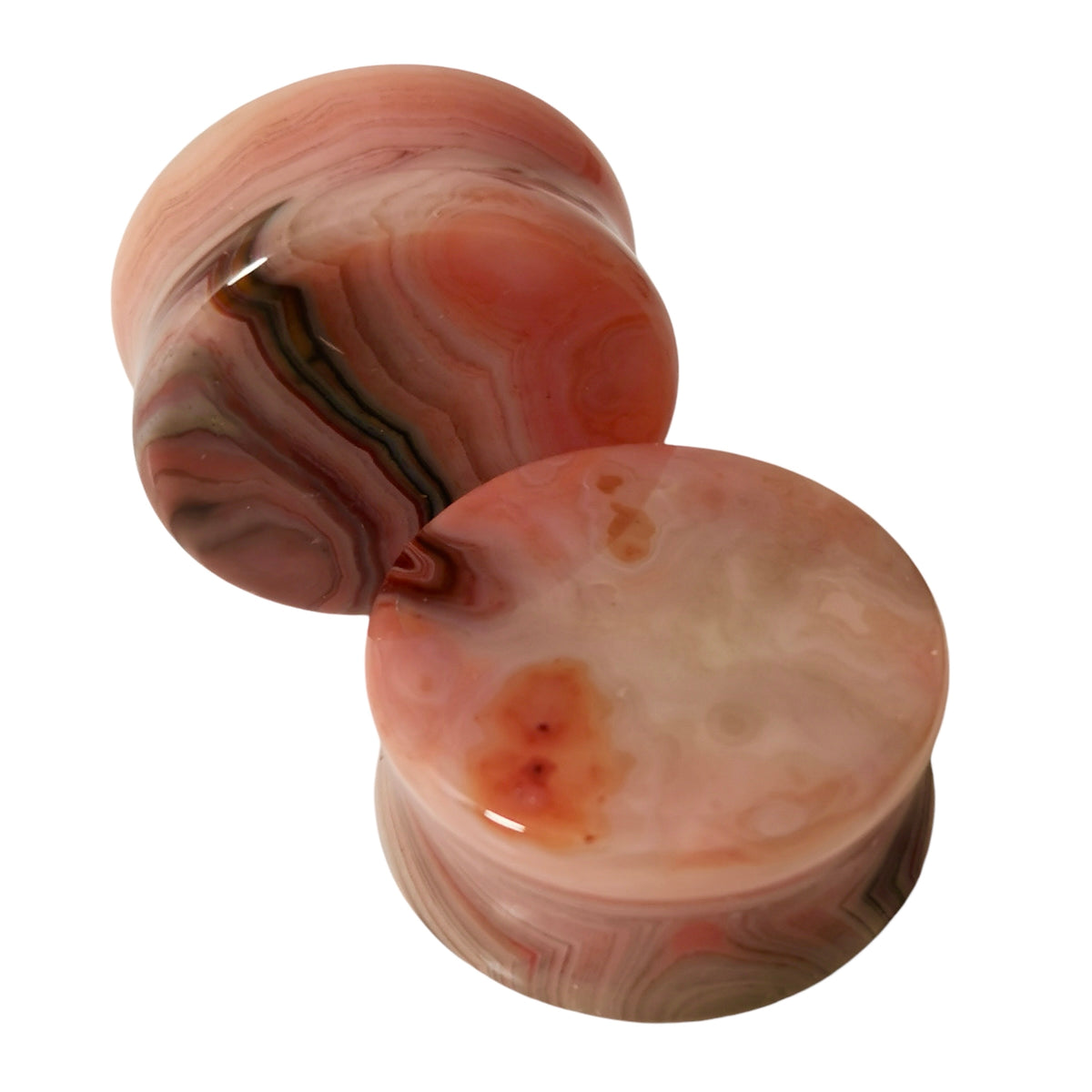 Carnelian plug earring – single pair, close view