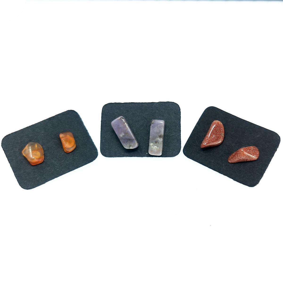 Chip stud earrings, assorted stones in sterling silver, photo 2 of 12
