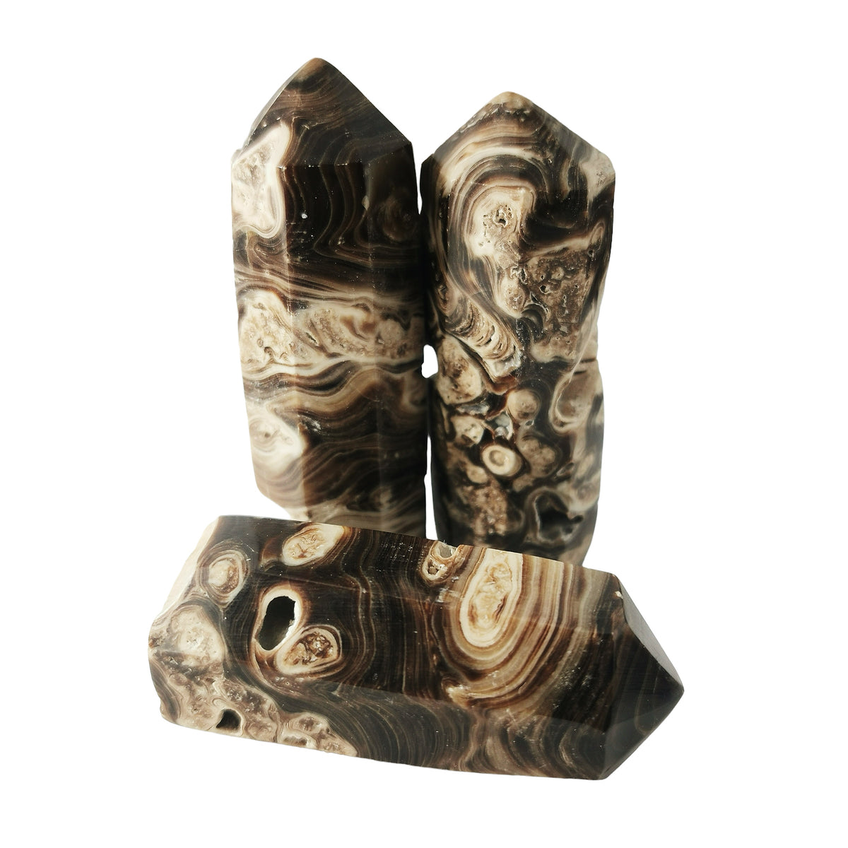 Chocolate Calcite mini tower, calcium carbonate.