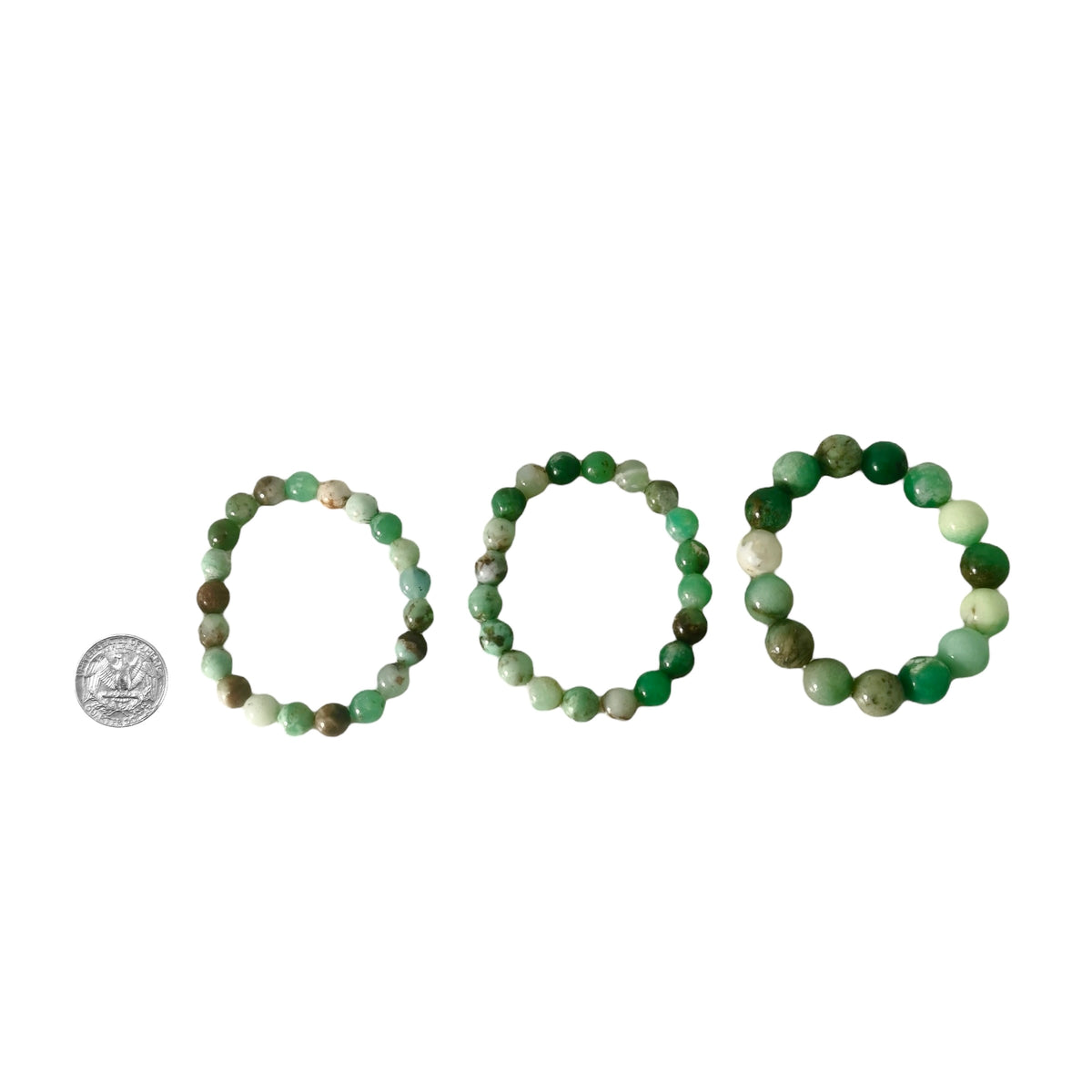 Chrysoprase bead bracelet.