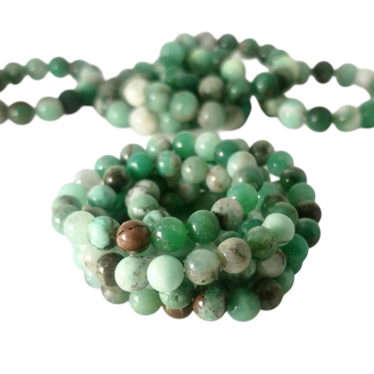 Chrysoprase bead bracelet.