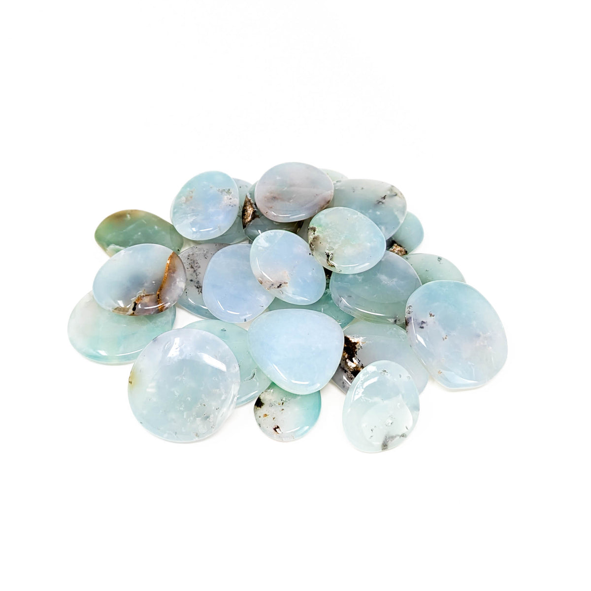 Chrysoprase mini palmstone, a variety of chalcedony.