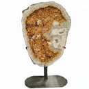 Citrine with Calcite - Polished Half Geode on Stand - Statement Specimen