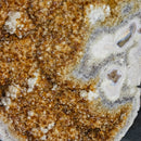 Citrine with Calcite - Polished Half Geode on Stand - Statement Specimen