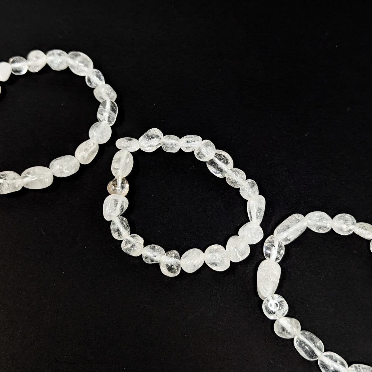 Clear quartz tumble bead bracelet – three bracelets