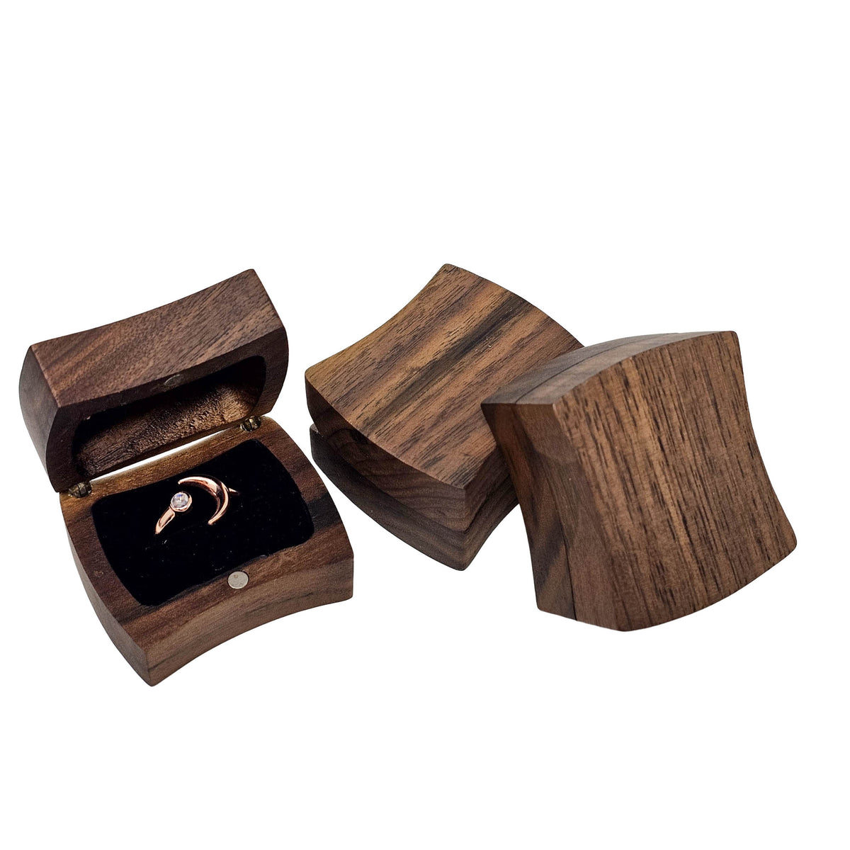 Curved Ring Box - Wooden Jewelry Box - China