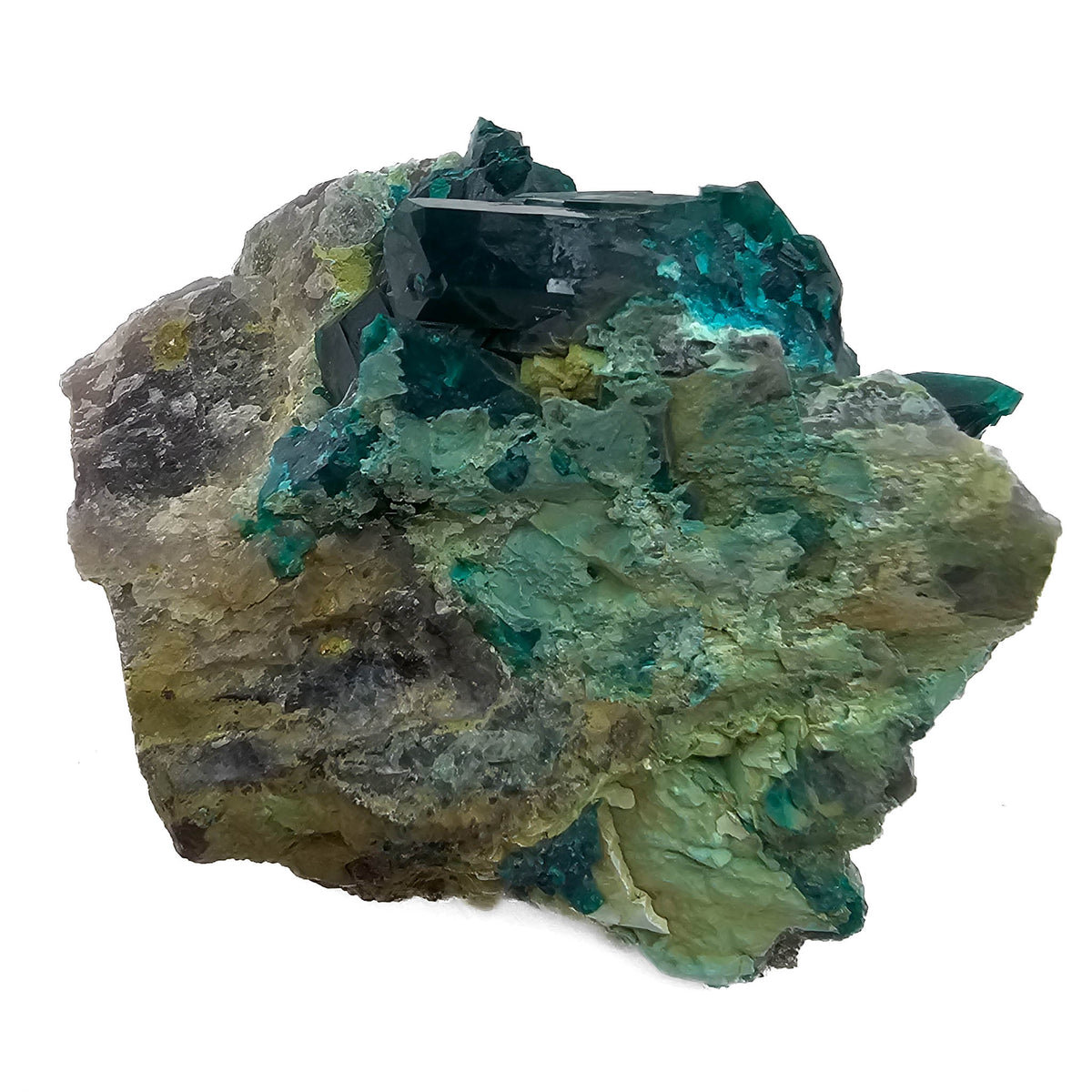 Dioptase mineral specimen.
